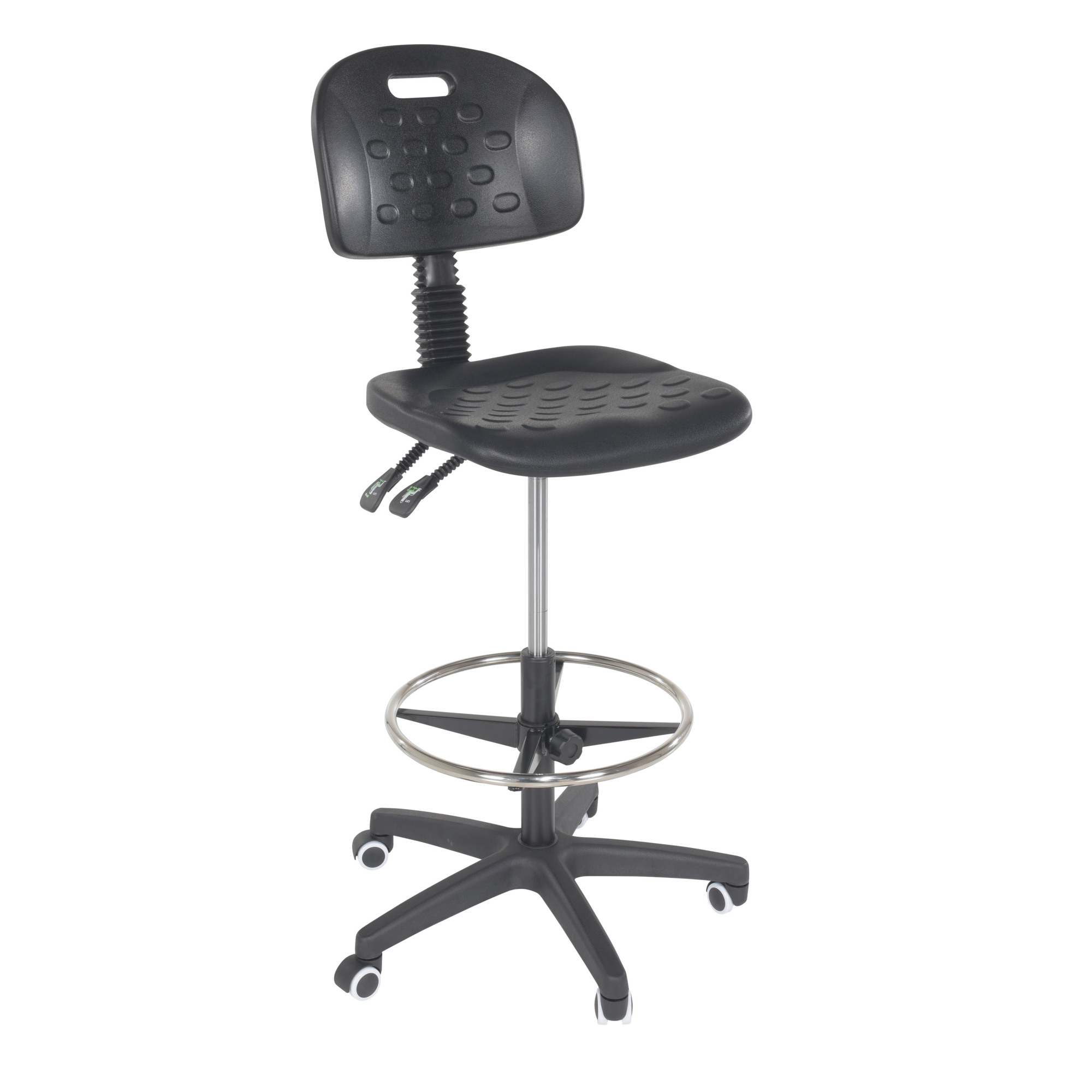 Vestil Ergonomic Sitting Work Chair - Adjustable 22-32in., Polyurethane, Steel Construction, Swivel Casters, Model# ESE-WC-2232